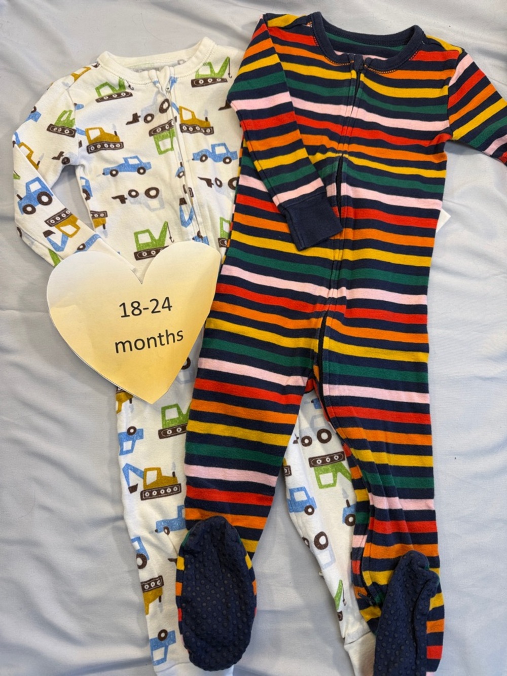 Old Navy - Set of 2 18-24M Colourful Striped and Construction Print Sleepers